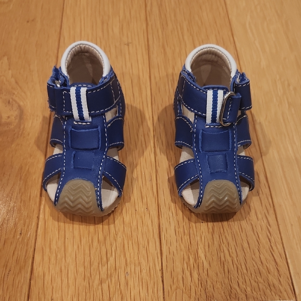 Blue Closed-Toe Sandals with Velcro Straps